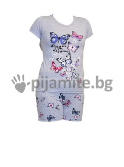 Дамска пижама - къс ръкав, къси панталони Пеперуда 12638А